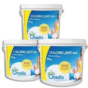 Chlore Lent Piscine Bloc 250<br>OCEDIS ® pack 3 x 5kg