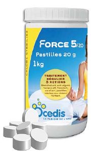 Chlore Multifonction Force 5 20g<br>OCEDIS ® Pot 1kg